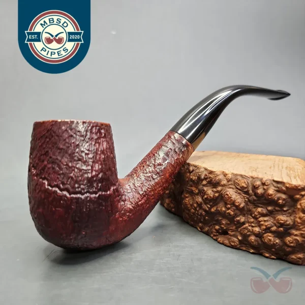 Unknown Sandblasted Bent Billiard Estate Briar Pipe, English Estates