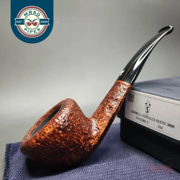 Savinelli Hercules 316 EX Rusticated Bent Pot Briar Pipe, New