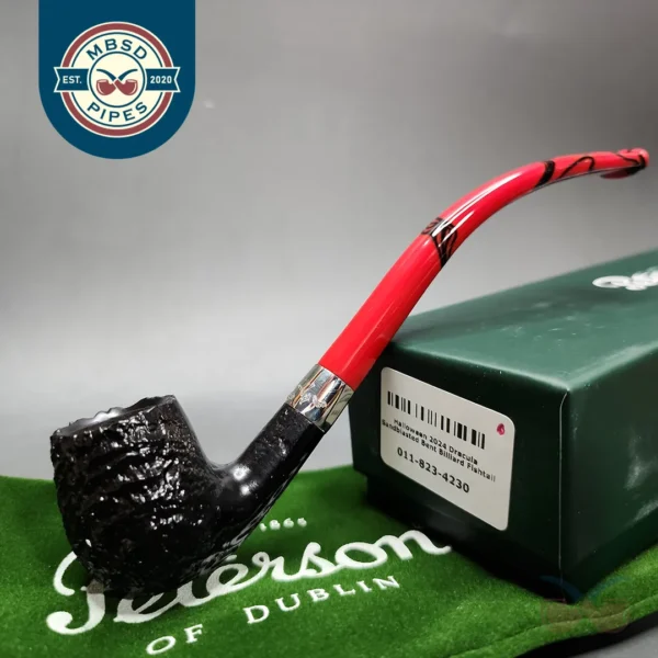 Peterson 2024 Halloween Pipe Sandblasted Bent Billiard Briar Pipe, New