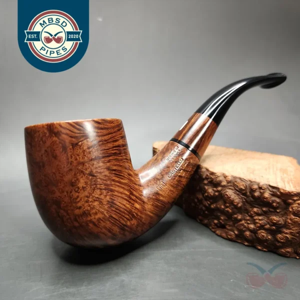 Castello Collection Occho di Pernice Smooth Bent Billiard Estate Briar Pipe, Italian Estates