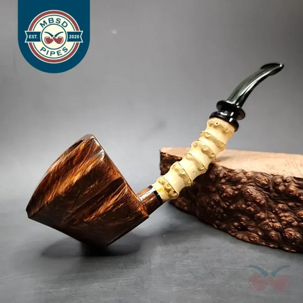 Andrey Kharitonov Smooth Boat w/ Bamboo Handmade Briar Pipe, New