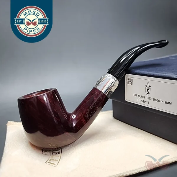 Savinelli 130th Anniversary Smooth Bent Billiard Estate Briar Pipe, 9mm, Unsmoked