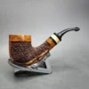 Preston Rogers Partially Rusticated Bent Billiard Handmade Briar Pipe, New - Image 3
