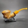 MBSD Meerschaum Deluxe Bent Rhodesian Block Meerschaum Pipe, Briar-Mortise - Image 3