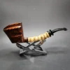 Andrey Kharitonov Smooth Boat w/ Bamboo Handmade Briar Pipe, New - Image 3