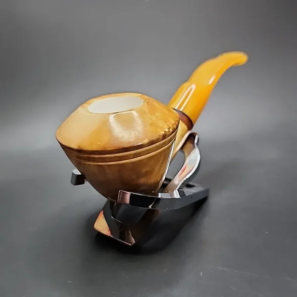 MBSD Meerschaum Deluxe Bent Rhodesian Block Meerschaum Pipe, Briar-Mortise - Image 4