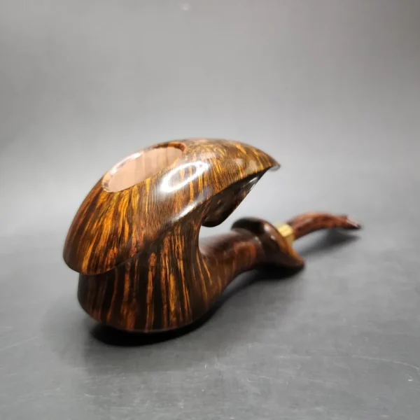 Andrey Kharitonov Smooth Fish Hook Handmade Briar Pipe, New - Image 4