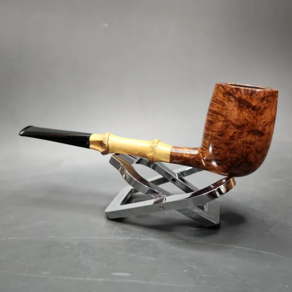 Wandi Riyadi Smooth Bamboo Billiard Handmade Briar Pipe, New - Image 5