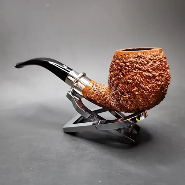 Ser Jacopo Melolontha R2 Rusticated Bent Apple Estate Briar Pipe, Italian Estates - Image 5