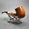 Preston Rogers Partially Rusticated Bent Billiard Handmade Briar Pipe, New - Image 6