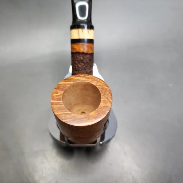 Preston Rogers Partially Rusticated Bent Billiard Handmade Briar Pipe, New - Image 7