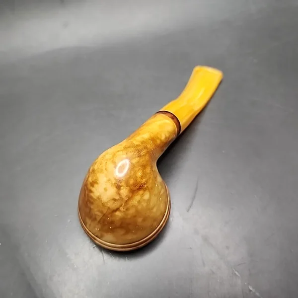 MBSD Meerschaum Deluxe Bent Rhodesian Block Meerschaum Pipe, Briar-Mortise - Image 8