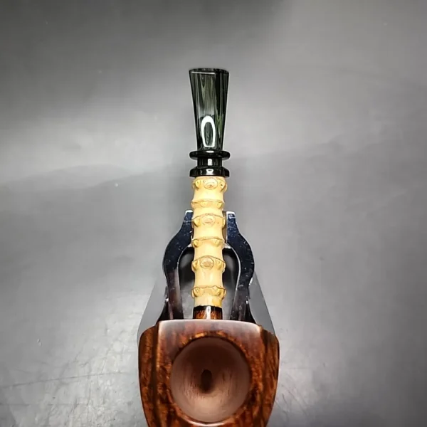 Andrey Kharitonov Smooth Boat w/ Bamboo Handmade Briar Pipe, New - Image 8