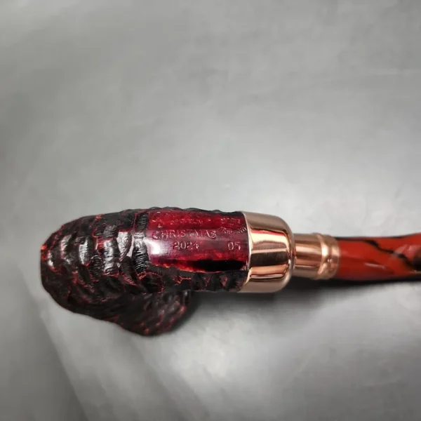 Peterson Christmas Pipe 2024 05 Rusticated Calabash Briar Pipe, FT, New - Image 9