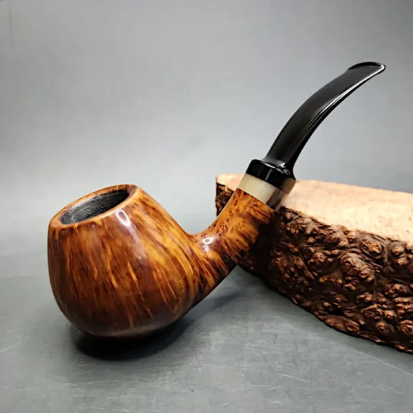 Hans Former Nielsen Smooth Brandy w/ Horn Estate Briar Pipe, Danish Estates - Image 3