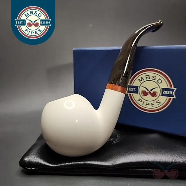 MBSD Meerschaum Deluxe Bent Apple Block Meerschaum Pipe, Briar-Mortise