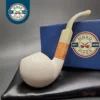 MBSD Meerschaum Deluxe Translucent Bent Apple Block Meerschaum Pipe, Briar-Mortise
