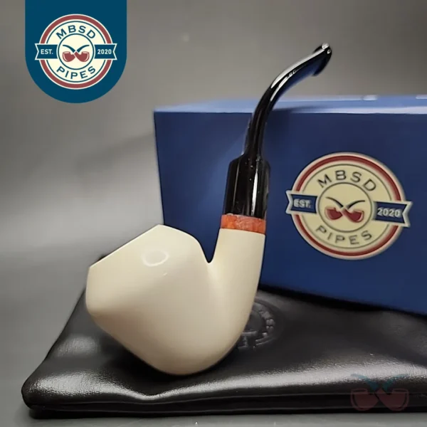 MBSD Meerschaum Deluxe Bent Rhodesian Block Meerschaum Pipe, Briar-Mortise