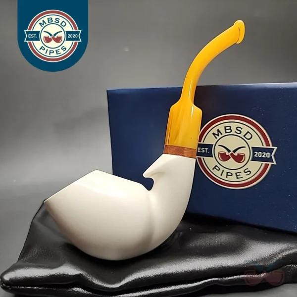 MBSD Meerschaum Deluxe Swan Block Meerschaum Pipe, Briar-Mortise