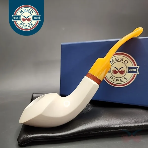 MBSD Meerschaum Deluxe Whale Block Meerschaum Pipe, Briar-Mortise