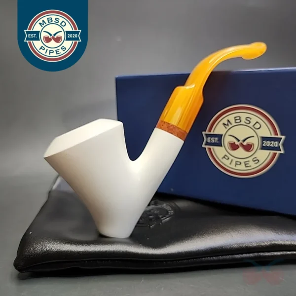 MBSD Meerschaum Deluxe Saxophone Block Meerschaum Pipe, Briar-Mortise