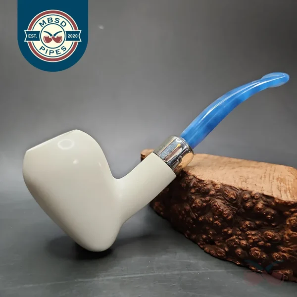 MBSD Meerschaum Deluxe Silver Peewit Block Meerschaum Pipe, Briar-Mortise