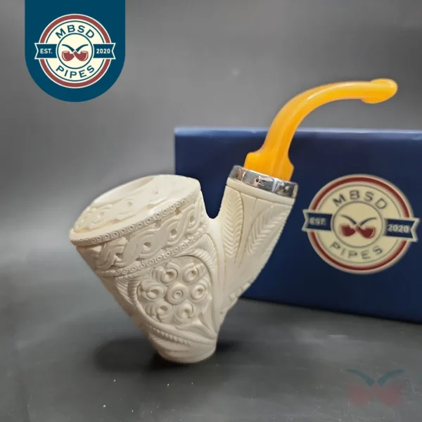 MBSD Meerschaum Silver Reverse Calabash Vase Block Meerschaum Pipe