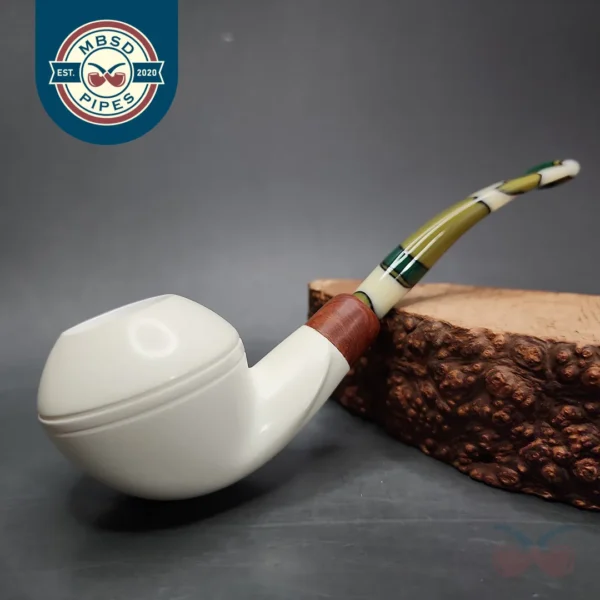 MBSD Meerschaum Deluxe Rhodesian Block Meerschaum Pipe, Briar-Mortise