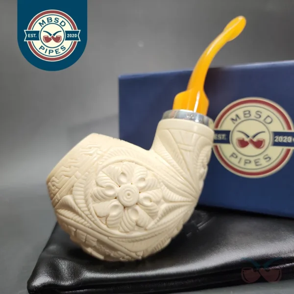 MBSD Meerschaum Silver Air Force Reverse Calabash Brandy Block Meerschaum Pipe