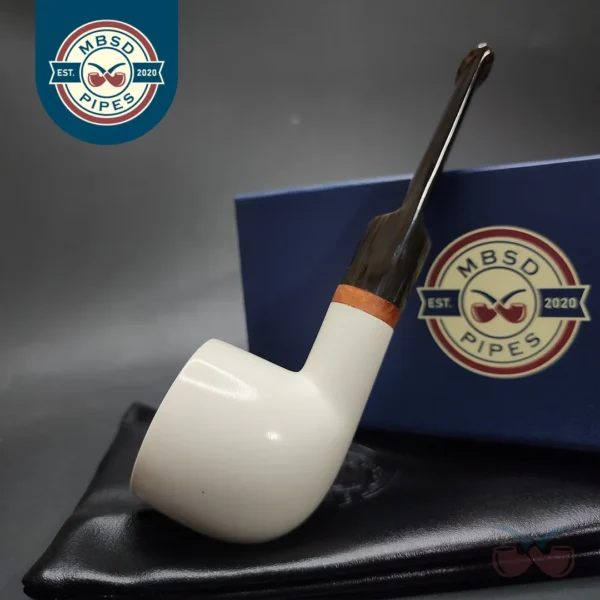 MBSD Meerschaum Deluxe Straight Pot Block Meerschaum Pipe, Briar-Mortise