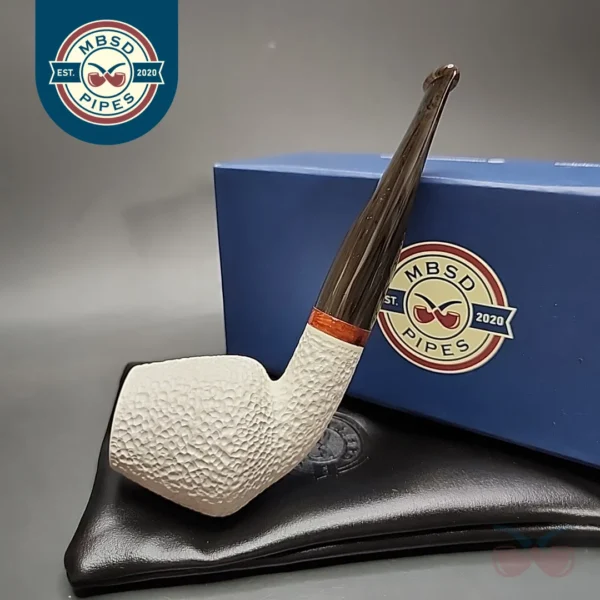 MBSD Meerschaum Deluxe Rusticated Cutty Block Meerschaum Pipe, Briar-Mortise