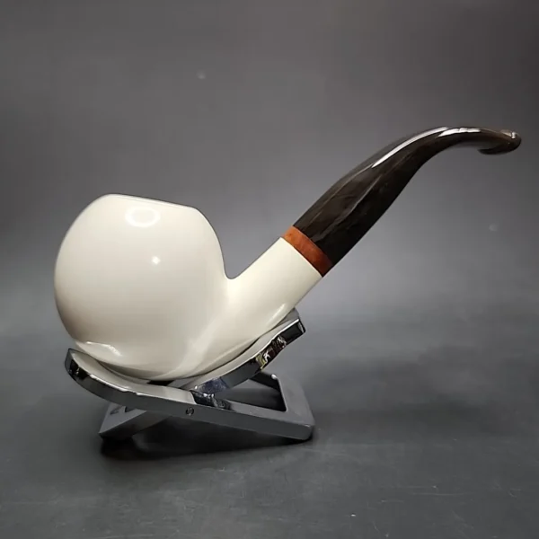 MBSD Meerschaum Deluxe Bent Apple Block Meerschaum Pipe, Briar-Mortise - Image 3