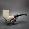 MBSD Meerschaum Deluxe Bent Billiard Block Meerschaum Pipe, Briar-Mortise - Image 3