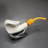MBSD Meerschaum Deluxe Asymmetrical Dublin Block Meerschaum Pipe, Briar-Mortise - Image 3