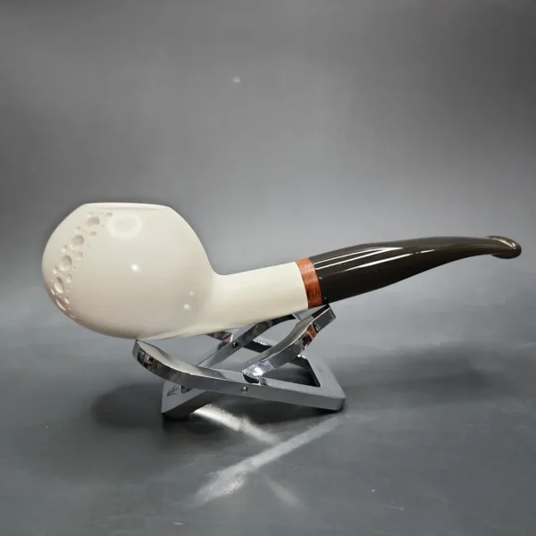 MBSD Meerschaum Deluxe Author Block Meerschaum Pipe, Briar-Mortise - Image 3