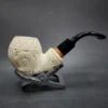 MBSD Meerschaum Deluxe Floral Rhodesian Block Meerschaum Pipe, Briar-Mortise - Image 3