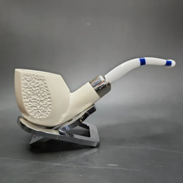 MBSD Deluxe Silver Meerschaum Panel Swan Block Meerschaum Pipe, Briar-Mortise - Image 3
