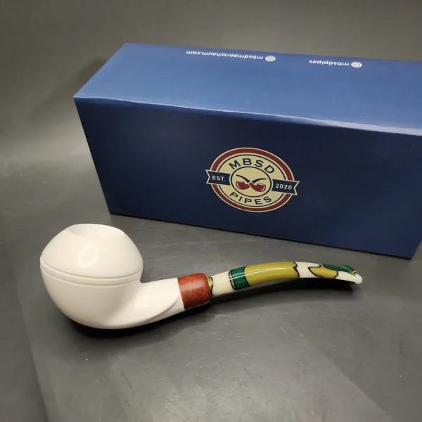 MBSD Meerschaum Deluxe Rhodesian Block Meerschaum Pipe, Briar-Mortise - Image 3