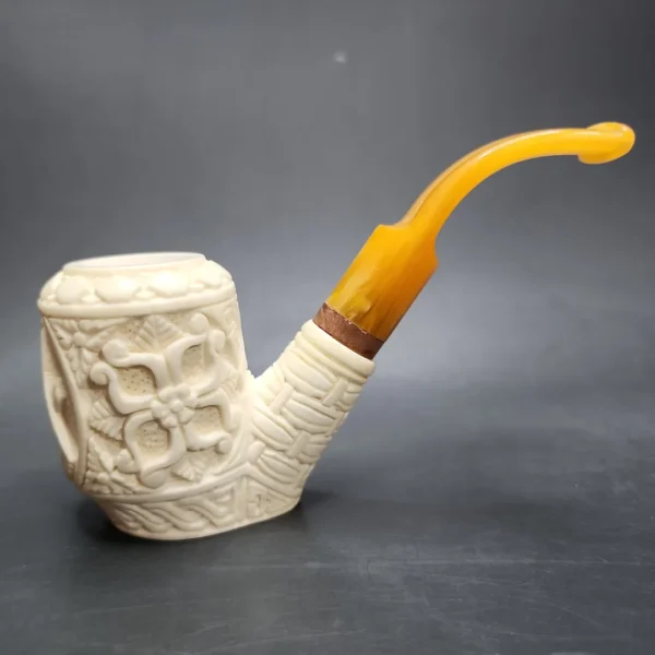 MBSD Meerschaum Deluxe Freemason Sitter Block Meerschaum Pipe, Briar-Mortise - Image 3