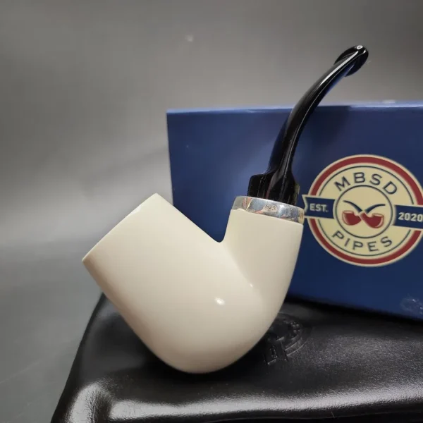 MBSD Meerschaum Silver Reverse Calabash Stack Block Meerschaum Pipe - Image 3