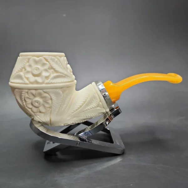 MBSD Meerschaum Silver Reverse Calabash Rhodesian Block Meerschaum Pipe - Image 3
