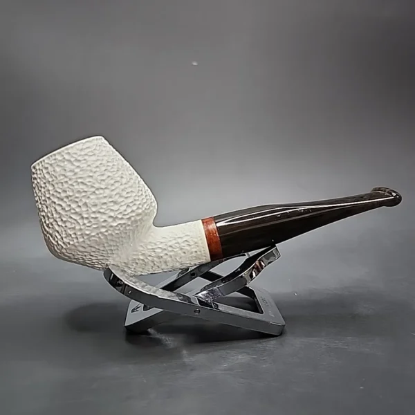 MBSD Meerschaum Deluxe Rusticated Cutty Block Meerschaum Pipe, Briar-Mortise - Image 3