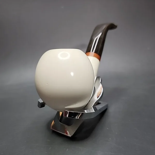 MBSD Meerschaum Deluxe Bent Apple Block Meerschaum Pipe, Briar-Mortise - Image 4