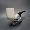 MBSD Meerschaum Deluxe Bent Billiard Block Meerschaum Pipe, Briar-Mortise - Image 4