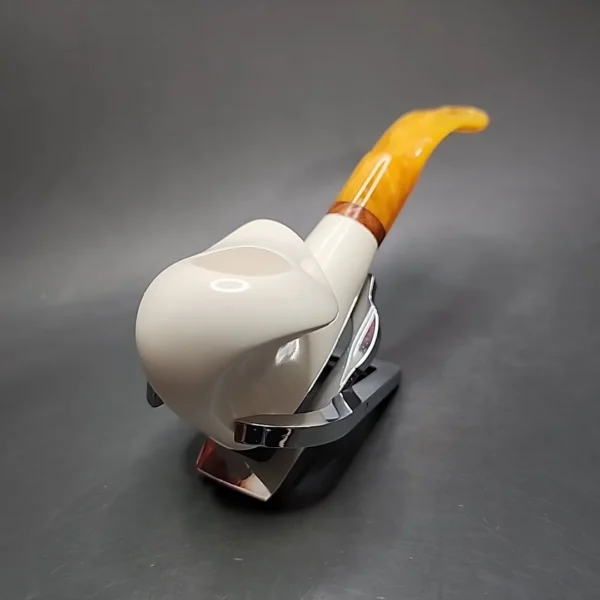 MBSD Meerschaum Deluxe Asymmetrical Dublin Block Meerschaum Pipe, Briar-Mortise - Image 4