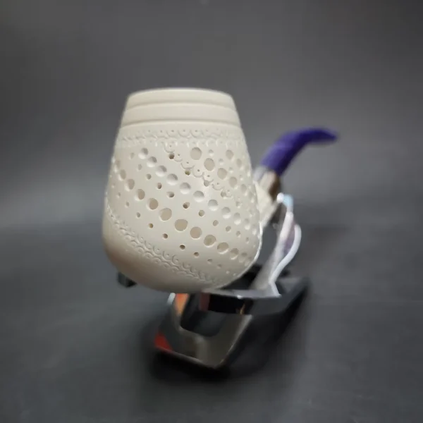 MBSD Deluxe Silver Bent Brandy Block Meerschaum Pipe, Briar-Mortise - Image 4