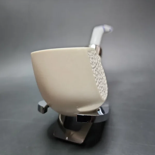 MBSD Deluxe Silver Meerschaum Panel Swan Block Meerschaum Pipe, Briar-Mortise - Image 4