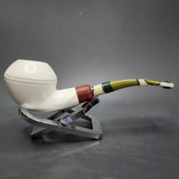 MBSD Meerschaum Deluxe Rhodesian Block Meerschaum Pipe, Briar-Mortise - Image 4
