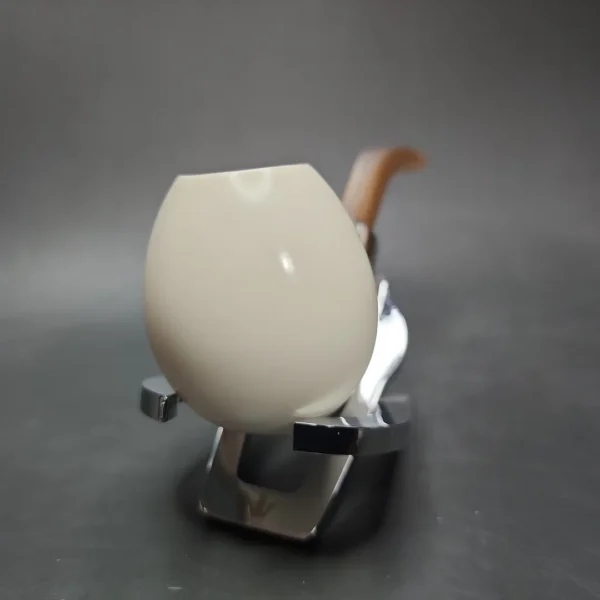 MBSD Meerschaum Deluxe Silver Bent Apple Block Meerschaum Pipe, Briar-Mortise - Image 4
