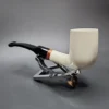 MBSD Meerschaum Deluxe Bent Billiard Block Meerschaum Pipe, Briar-Mortise - Image 5